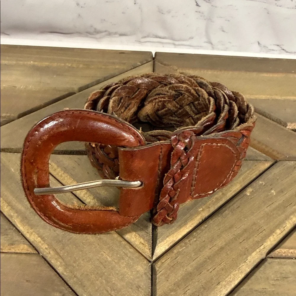 Fossil Woven Leather Belt -‎ Deep Brown